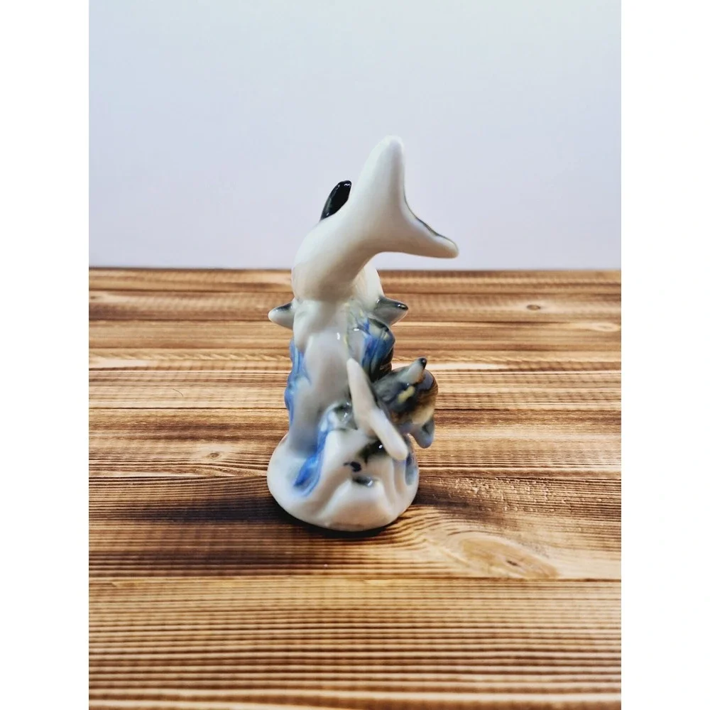 Vintage Miniature Dolphin Set Of 2 Porcelain Figurine‎